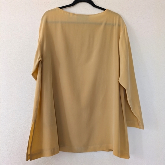 August Silk Butter Yellow 100% Silk Lightweight Oversized Tunic sz S/OS - Picture 2 of 8